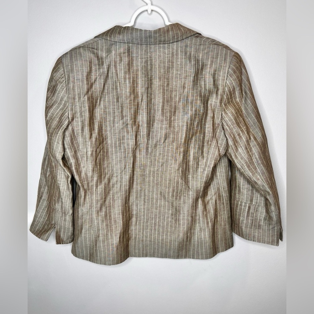 Lafayette 148 New York Wool Linen Blend Pinstripe Blazer Size 12 - Picture 4 of 4